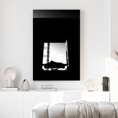 Grande Arche Paris canvas wall art print above a sofa in a contemporary living room
