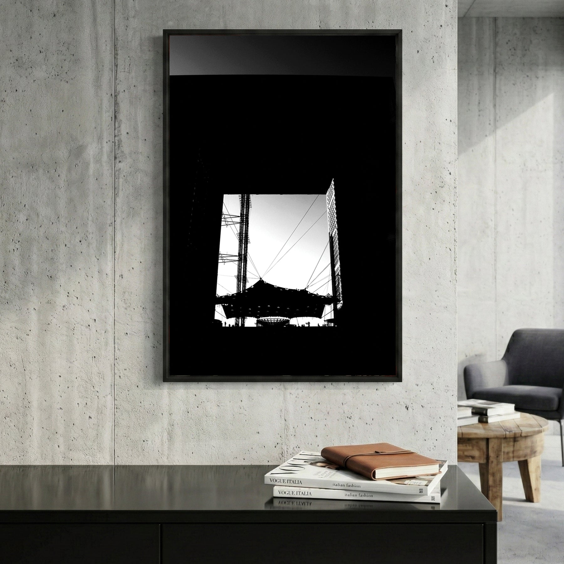 Grande Arche Paris framed canvas wall art print in a gallery-style display