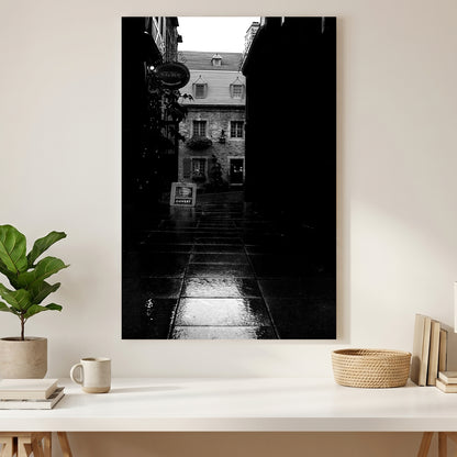 Old Quebec Alley canvas wall art print styled in a modern interior