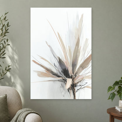 Botanical Sunburst canvas wall art on a sage green wall beside a cream armchair