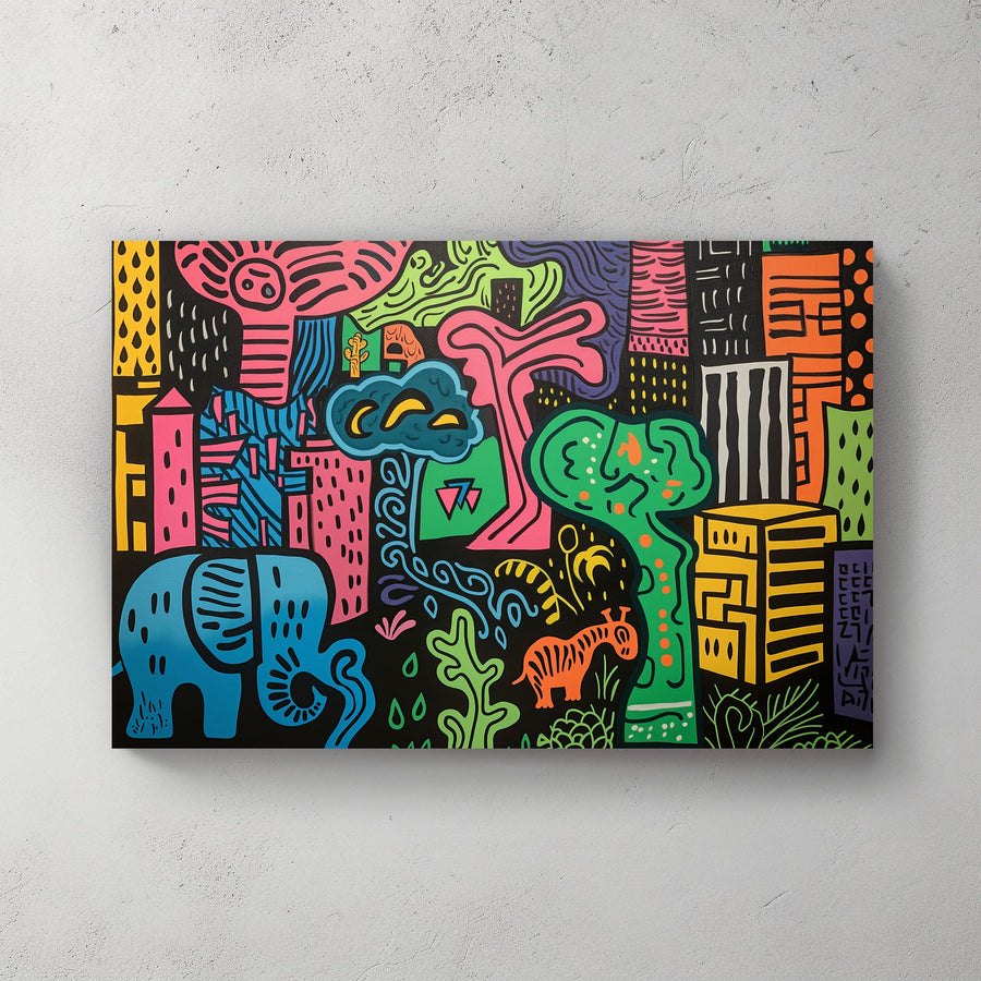 Vibrant City #444 Canvas Wall Art & Metal Prints