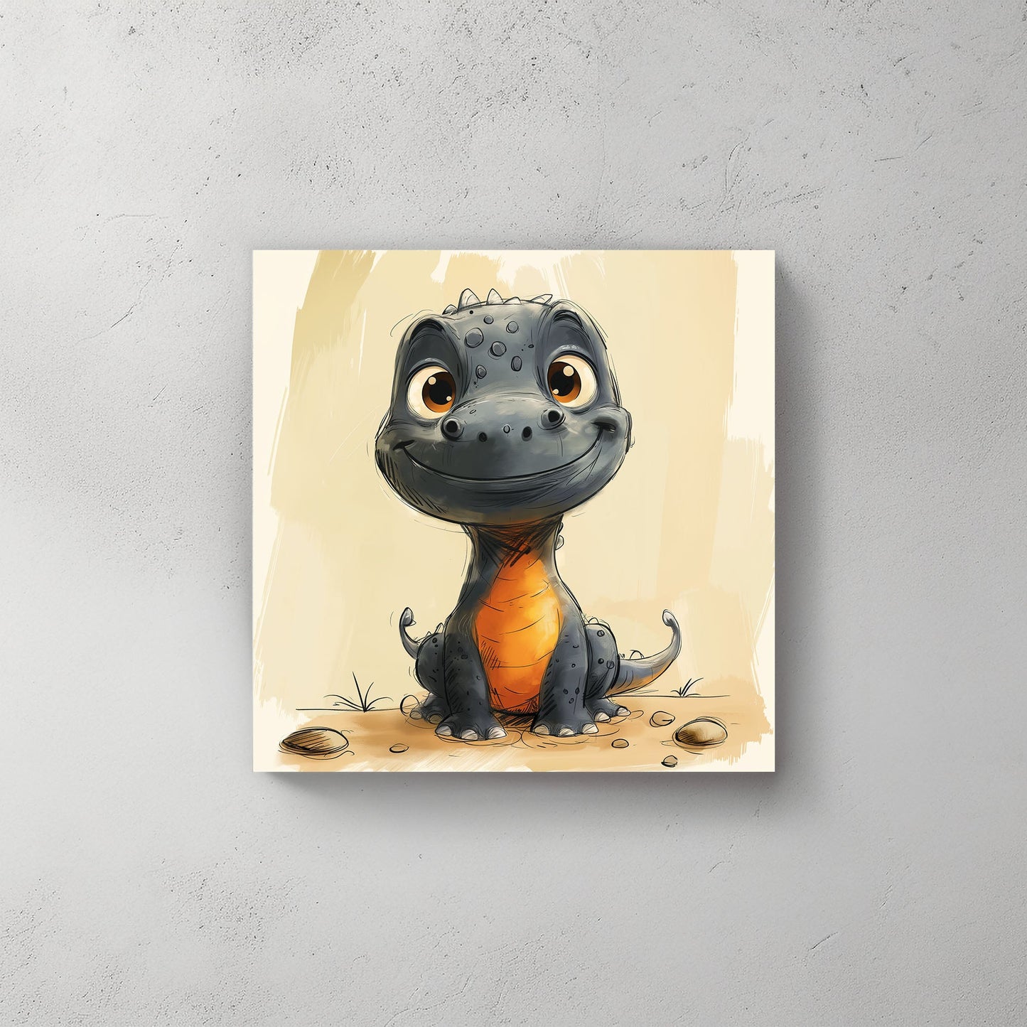Gray Dino #559 Canvas Wall Art & Metal Prints
