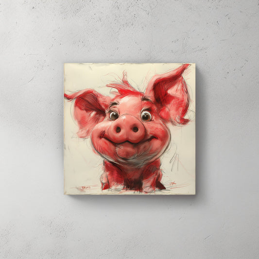 Smilin' Pig #560 Canvas Wall Art & Metal Prints