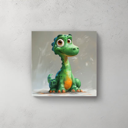 Green Dino #562 Canvas Wall Art & Metal Prints