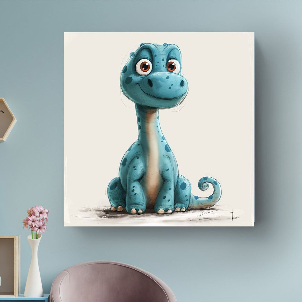Blue Dino #563 Canvas Wall Art & Metal Prints