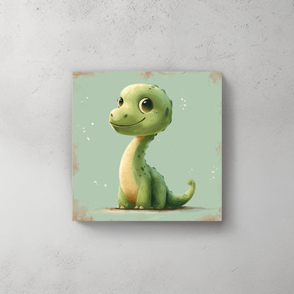 Green Dino #564 Canvas Wall Art & Metal Prints