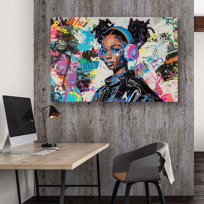 Blue Headphones #655 Canvas Wall Art & Metal Prints