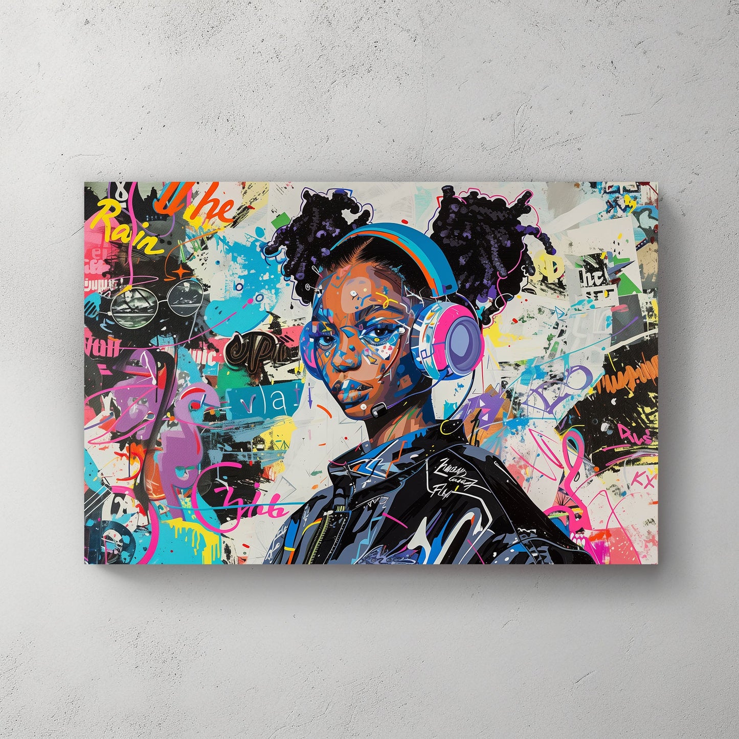 Blue Headphones #655 Canvas Wall Art & Metal Prints