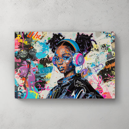 Blue Headphones #655 Canvas Wall Art & Metal Prints