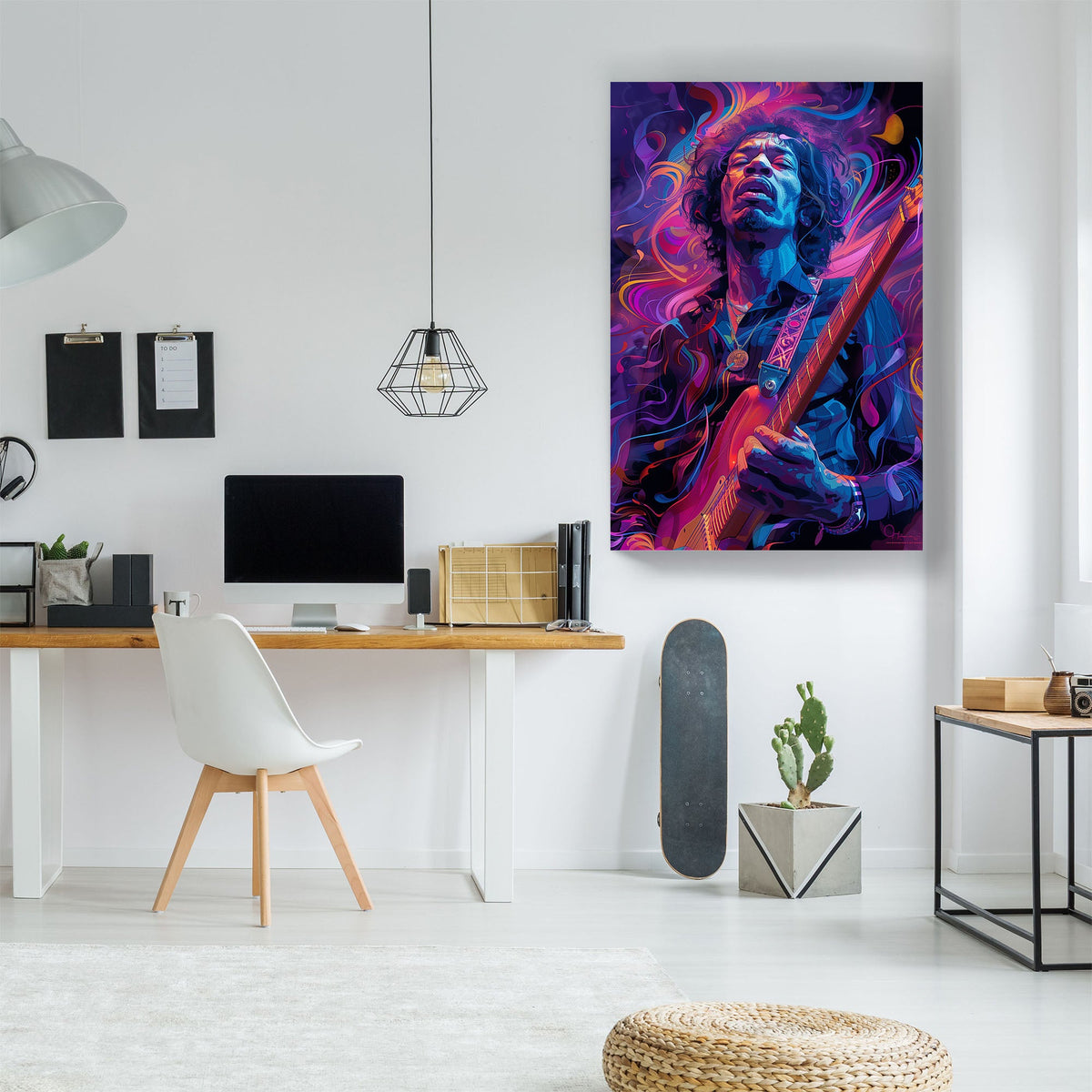 Jimi Hendrix playing the guitar psychedelic wall art print