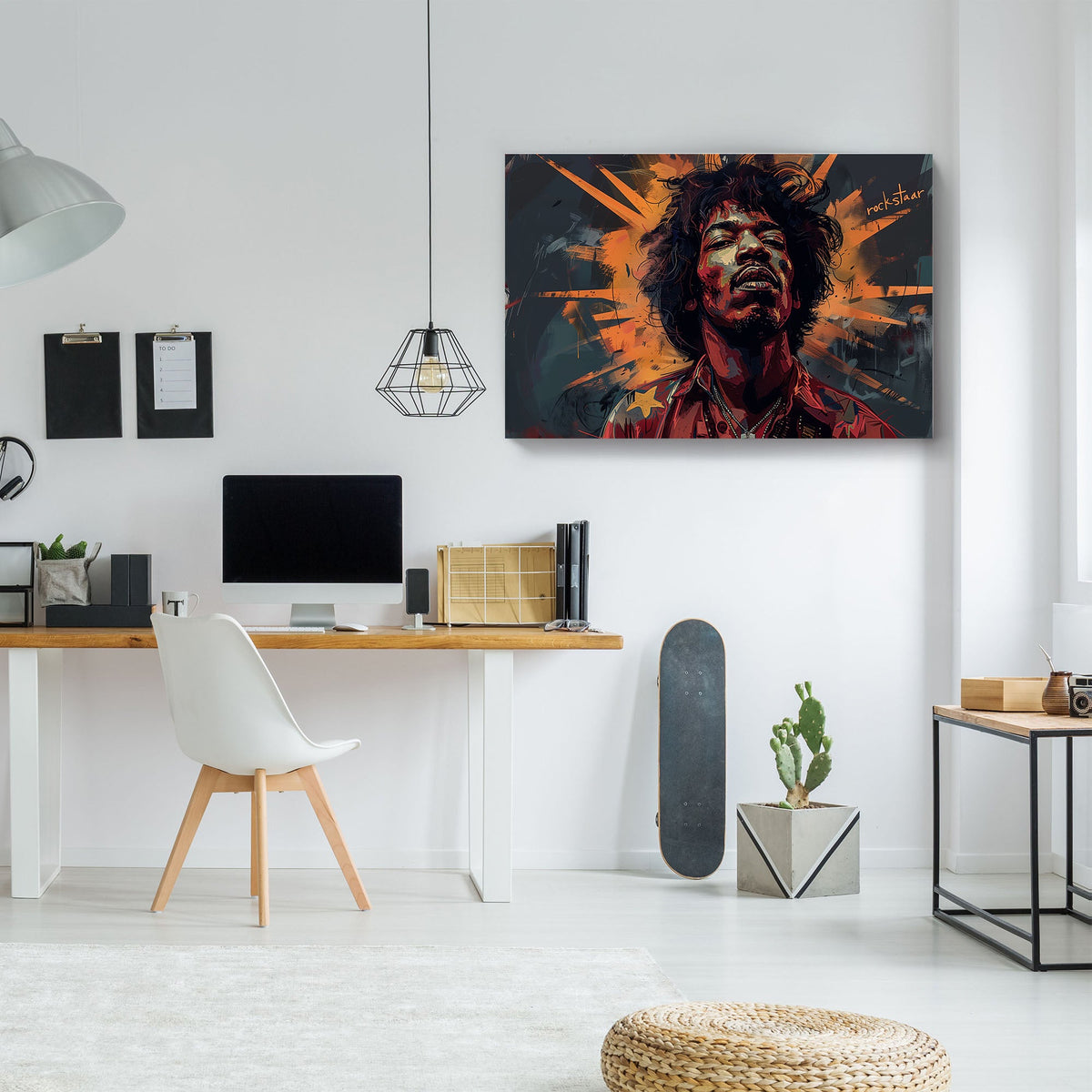 Jimi Hendrix in vivid concert portrait wall art print