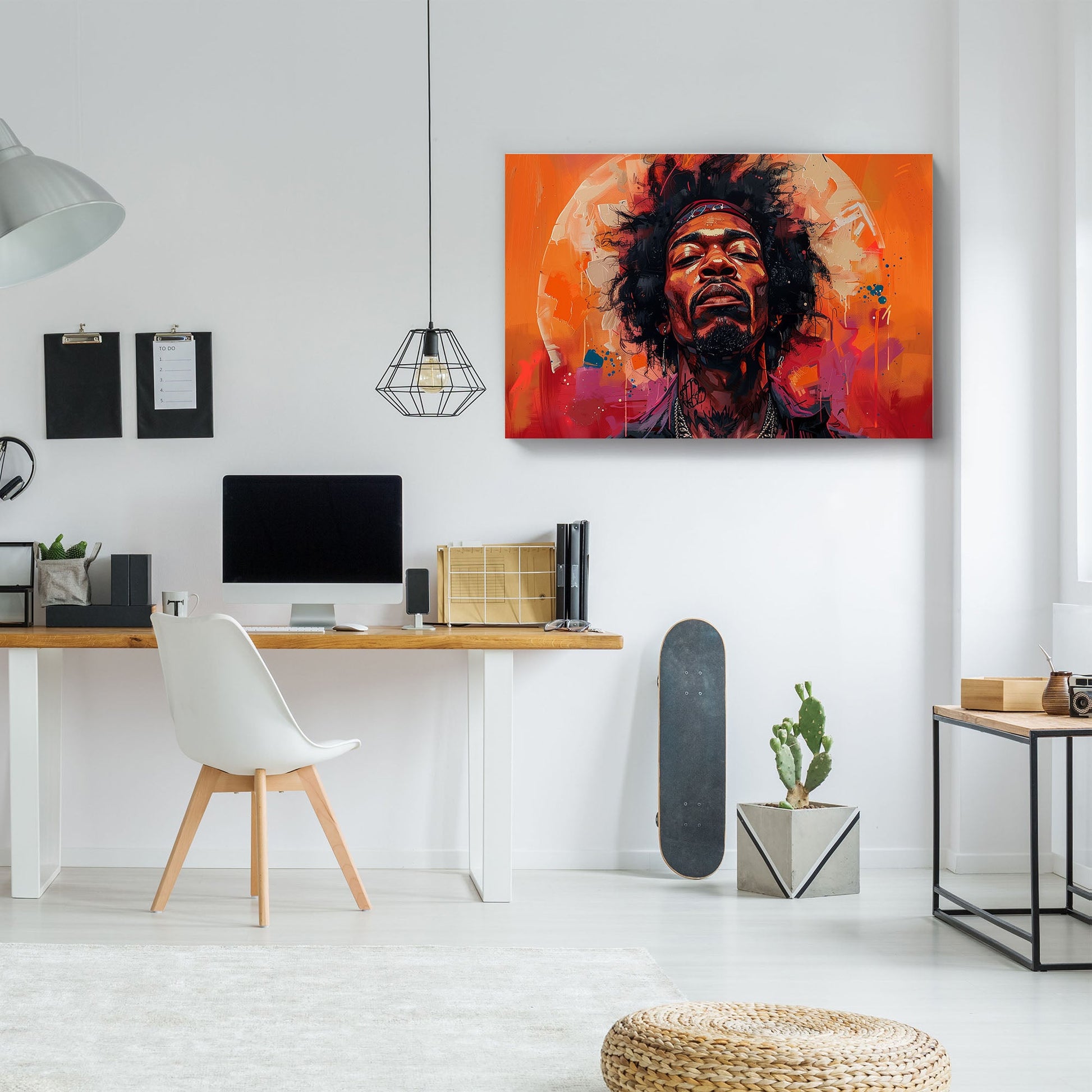 Vivid portrait of Jimi Hendrix modern wall art print