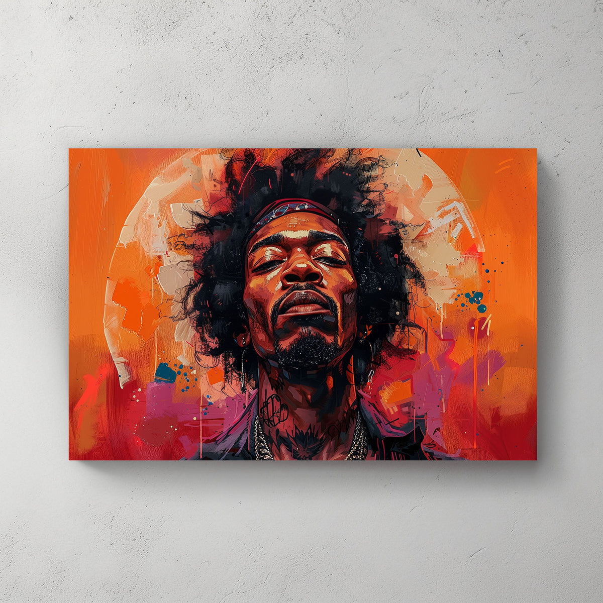 Vivid portrait of Jimi Hendrix modern wall art print