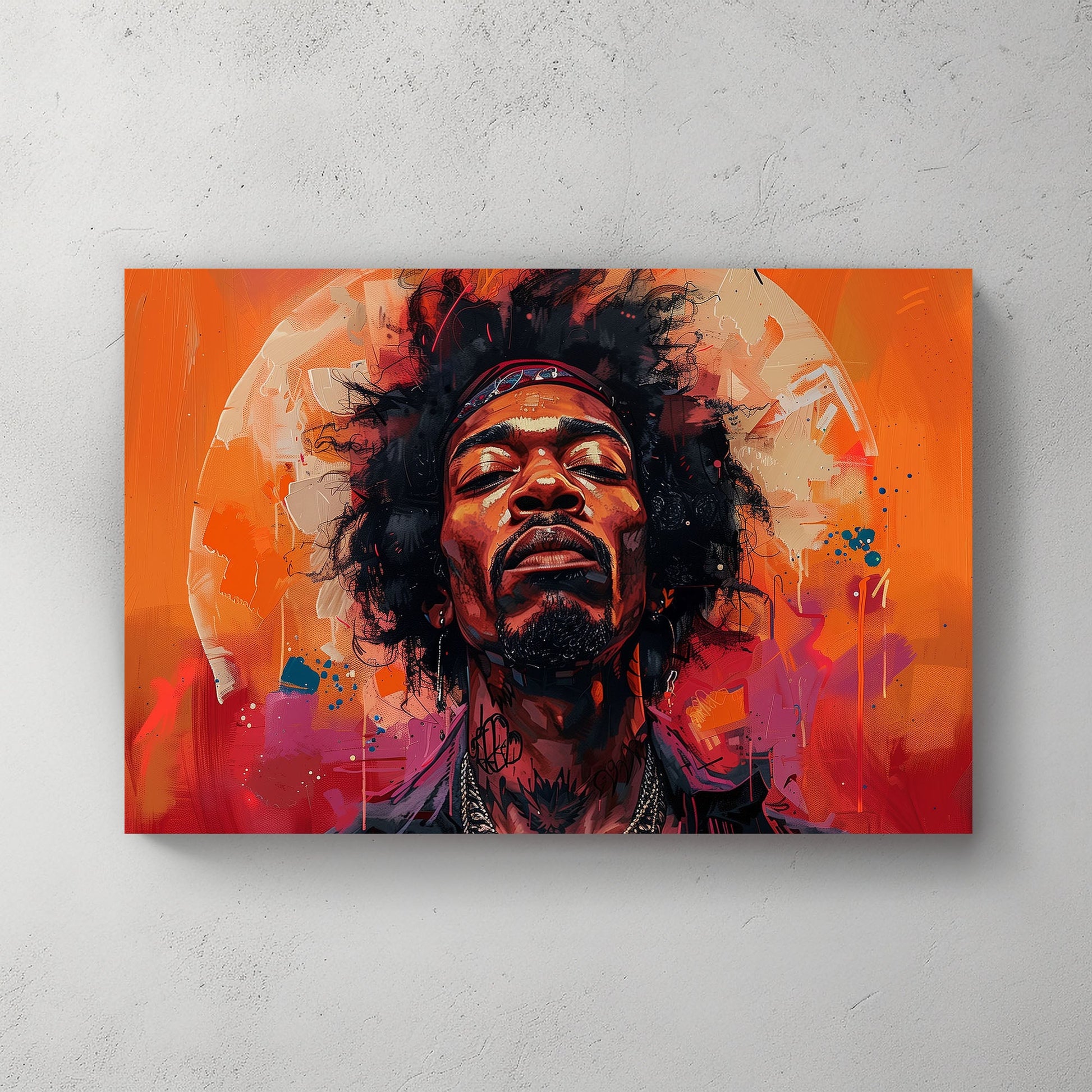 Vivid portrait of Jimi Hendrix modern wall art print