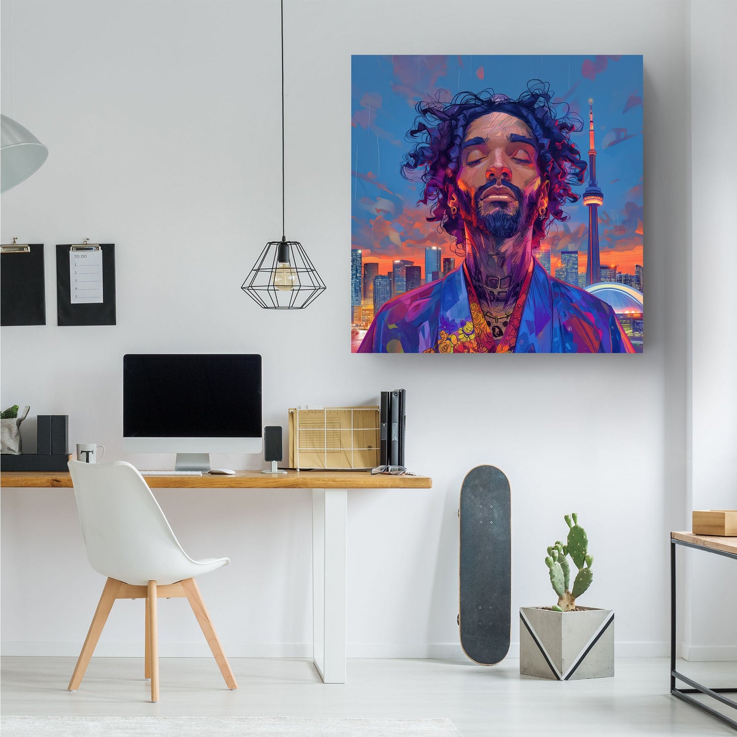 Tattooed man Toronto skyline wall art print