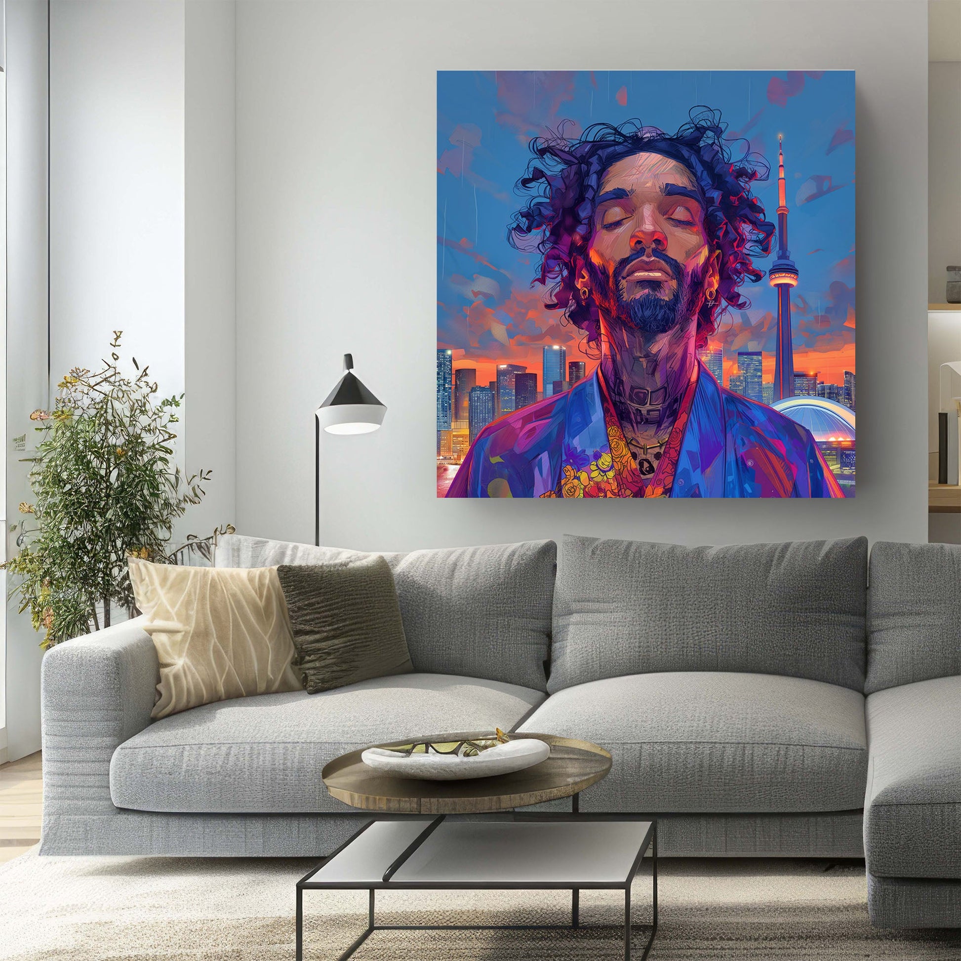 Tattooed man Toronto skyline wall art print