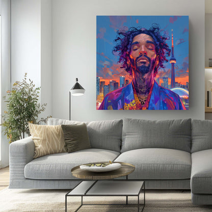 Tattooed man Toronto skyline wall art print