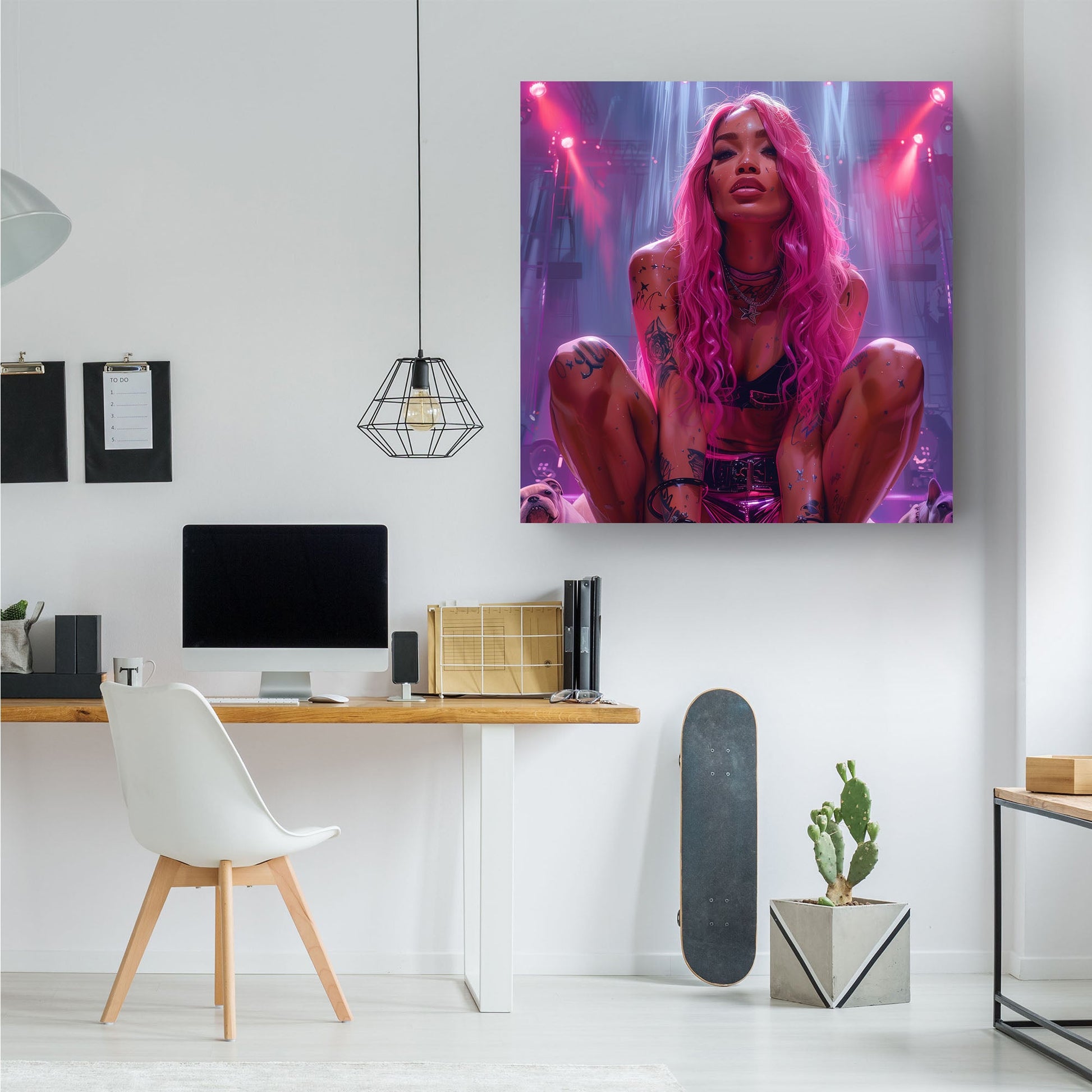 Female rapper with pink hair photography wall art print