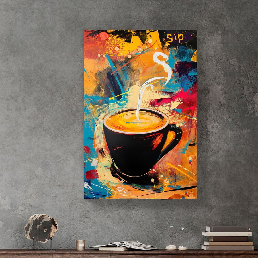Coffee espresso colorful modern wall art print for kitchen or bar