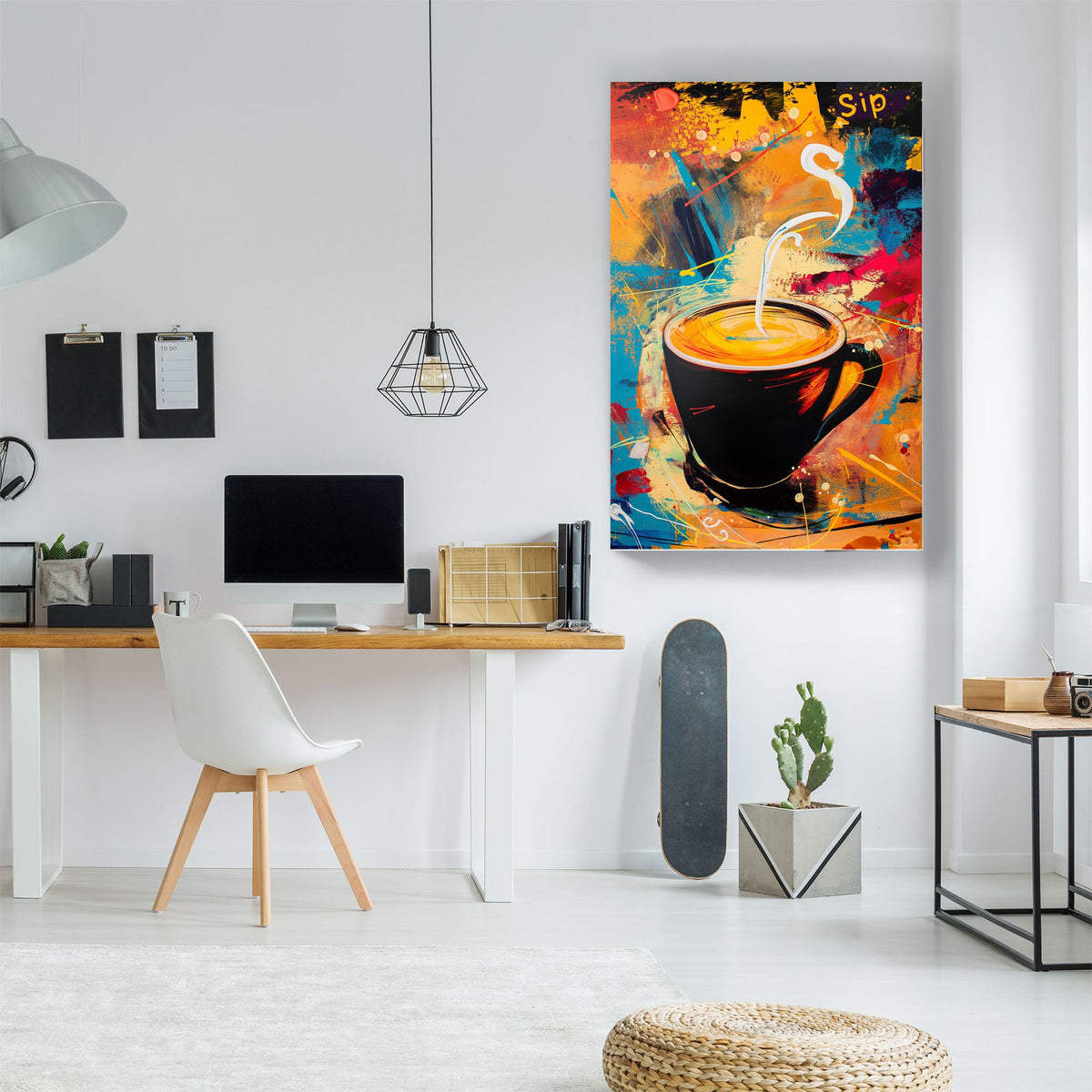 Coffee espresso colorful modern wall art print for kitchen or bar