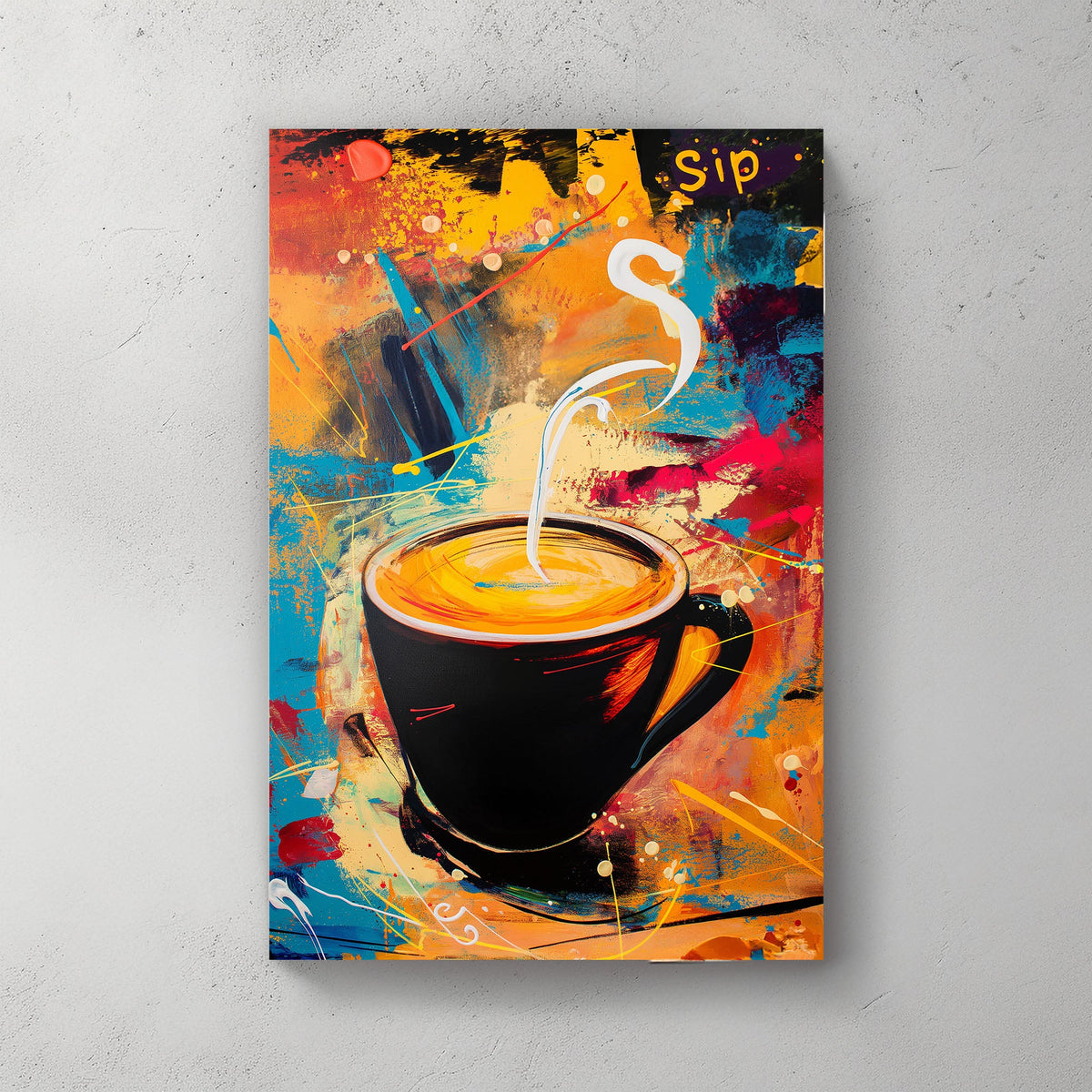 Coffee espresso colorful modern wall art print for kitchen or bar