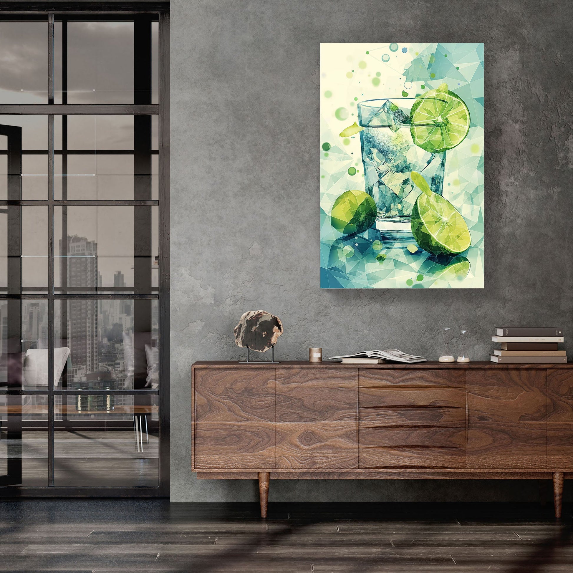 Gin and tonic with lime digital modern wall art print