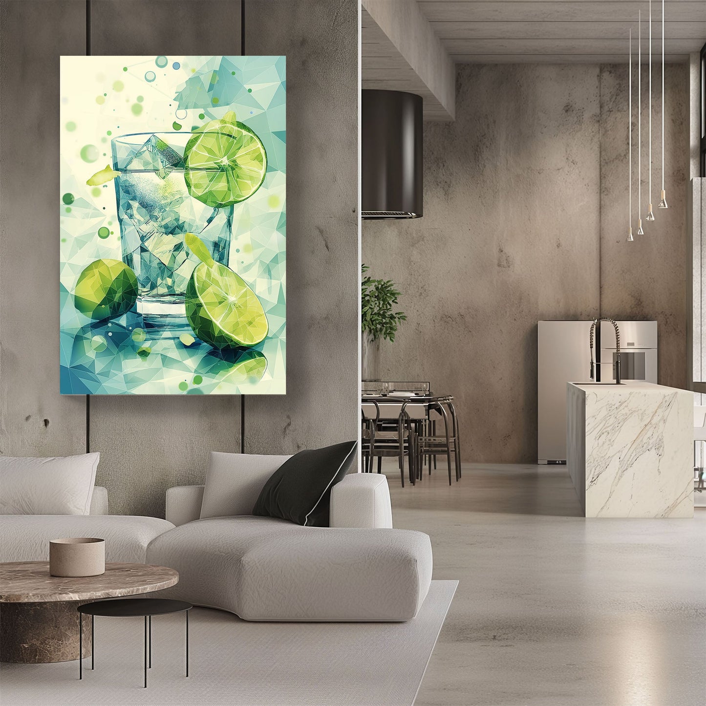 Gin and tonic with lime digital modern wall art print