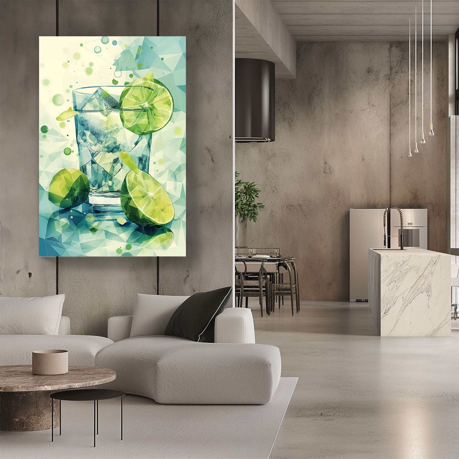 Gin and tonic with lime digital modern wall art print