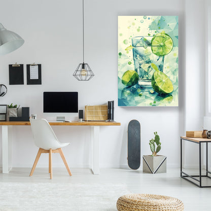 Gin and tonic with lime digital modern wall art print