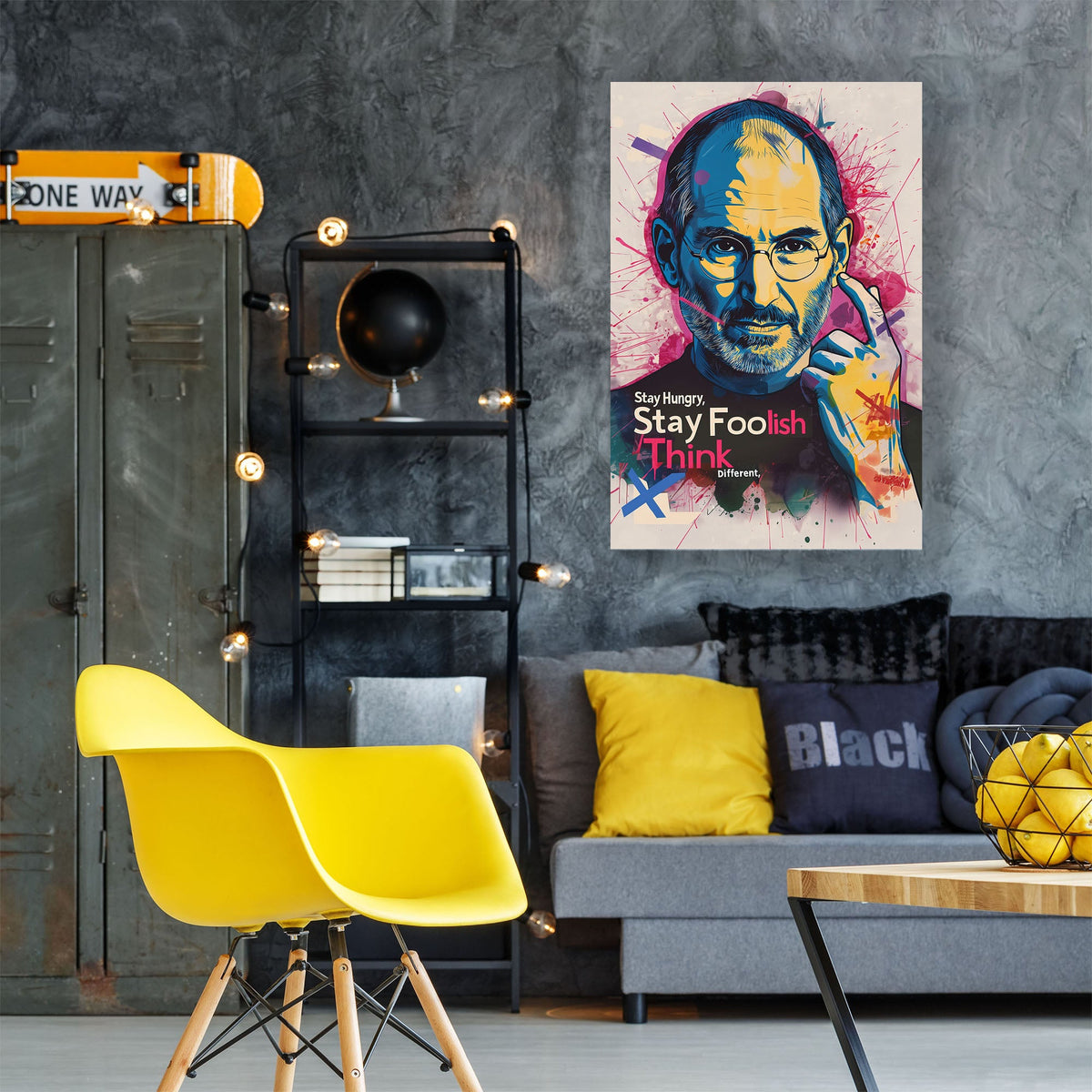 Steve Jobs Stay Foolish quote wall art print