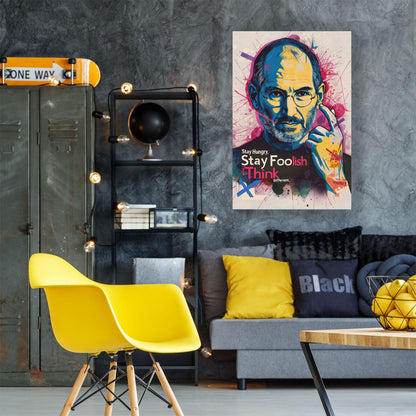 Steve Jobs Stay Foolish quote wall art print