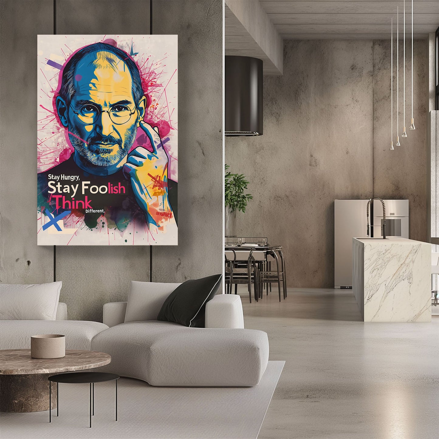 Steve Jobs Stay Foolish quote wall art print
