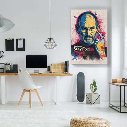 Steve Jobs Stay Foolish quote wall art print