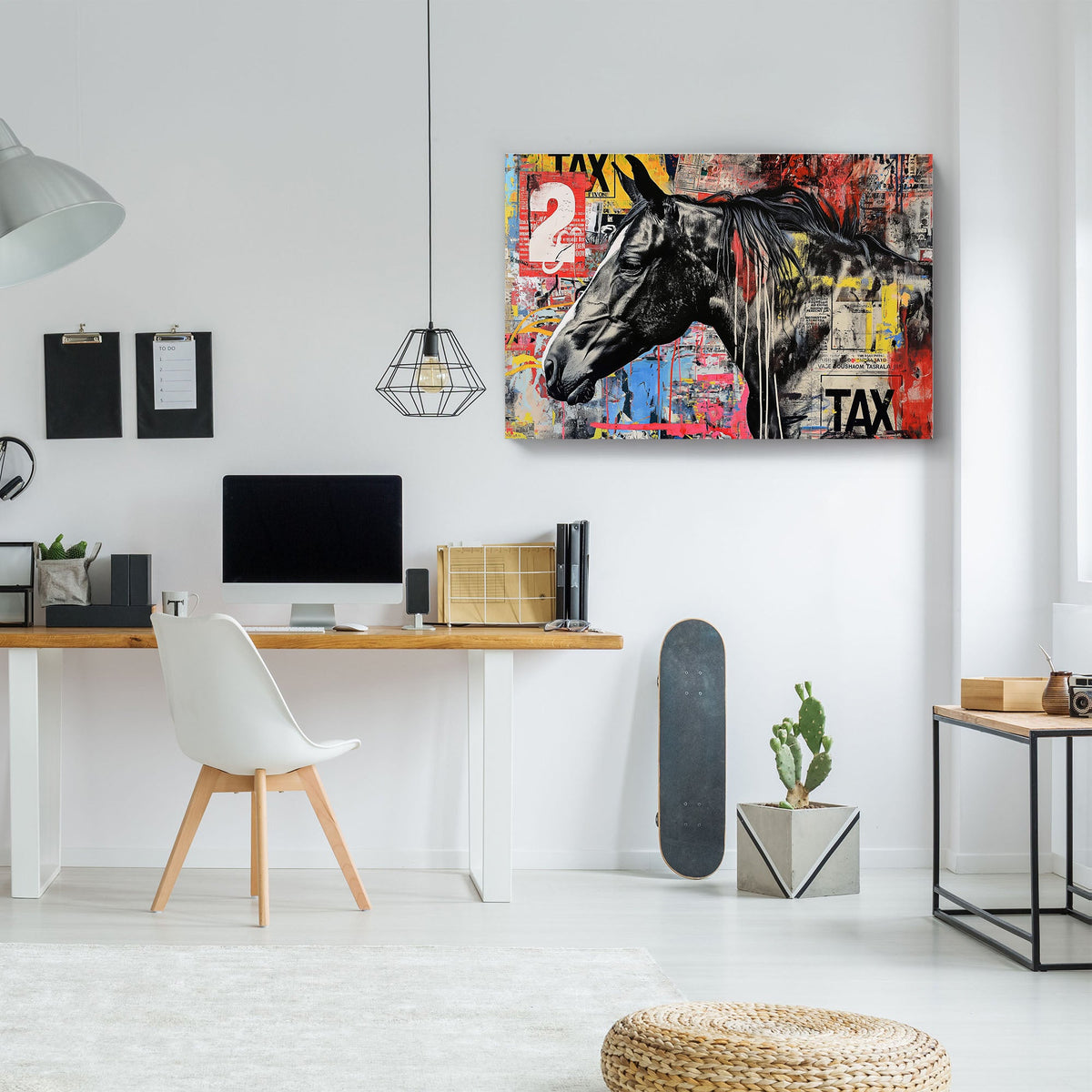 Horse in Basquiat inspired wall art print