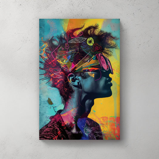 Male portrait full of colors, pop art style wall art print