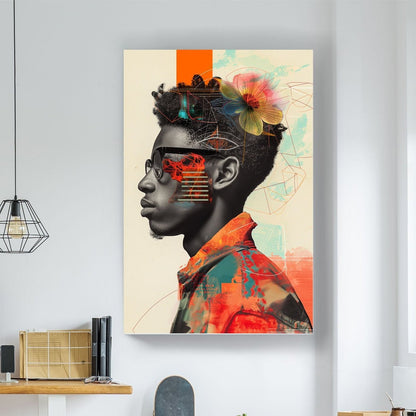 Black man orange color pop wall art print