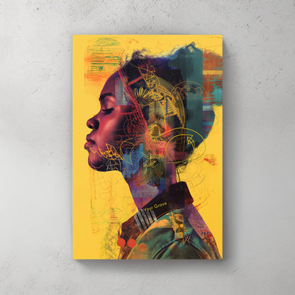 Black woman yellow background pop wall art print