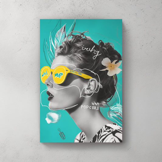 Female face colorful pop wall art print