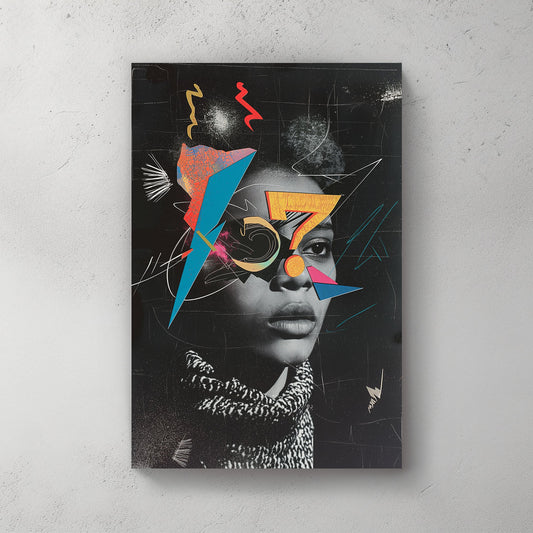 Number 7 over female face modern wall art print