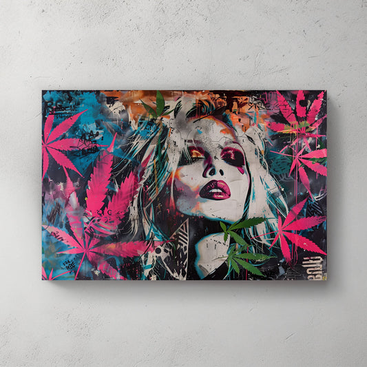 Marijuana with female face modern wall art print