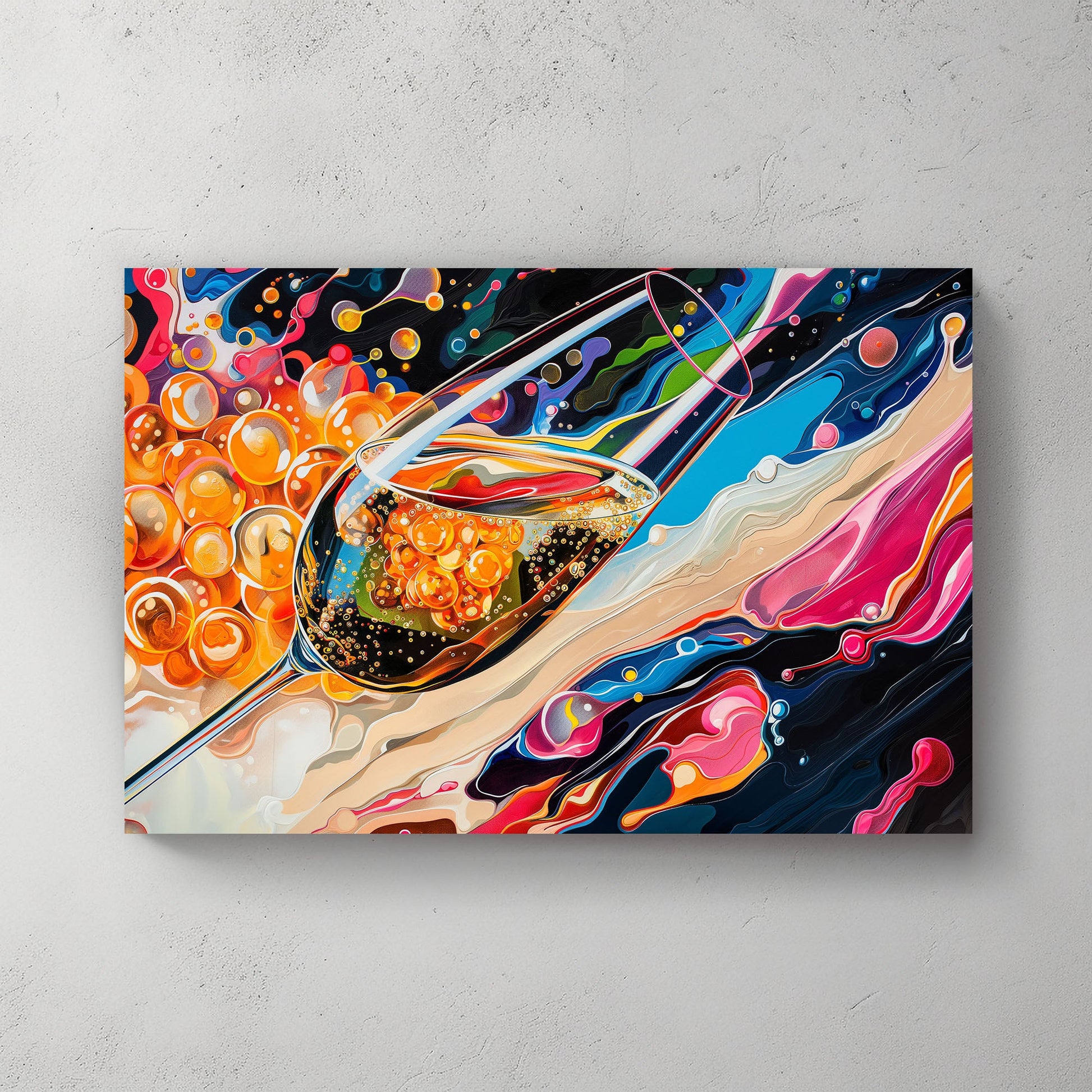 Champagne glass colorful abstract wall art print