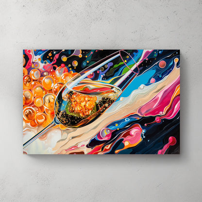 Champagne glass colorful abstract wall art print