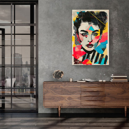 Woman face with colors modern wall art print