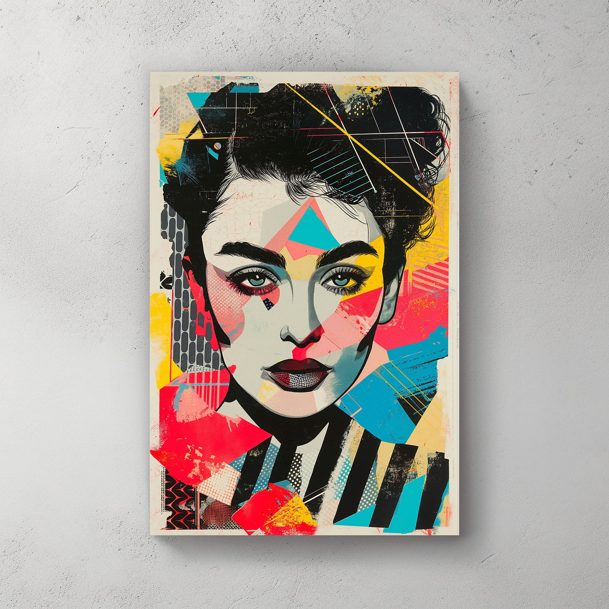 Woman face with colors modern wall art print
