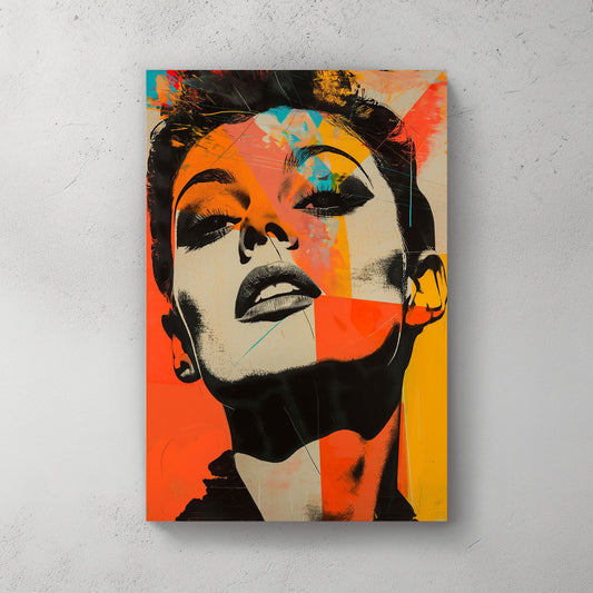 Female face portrait stencil with colours modern wall art print