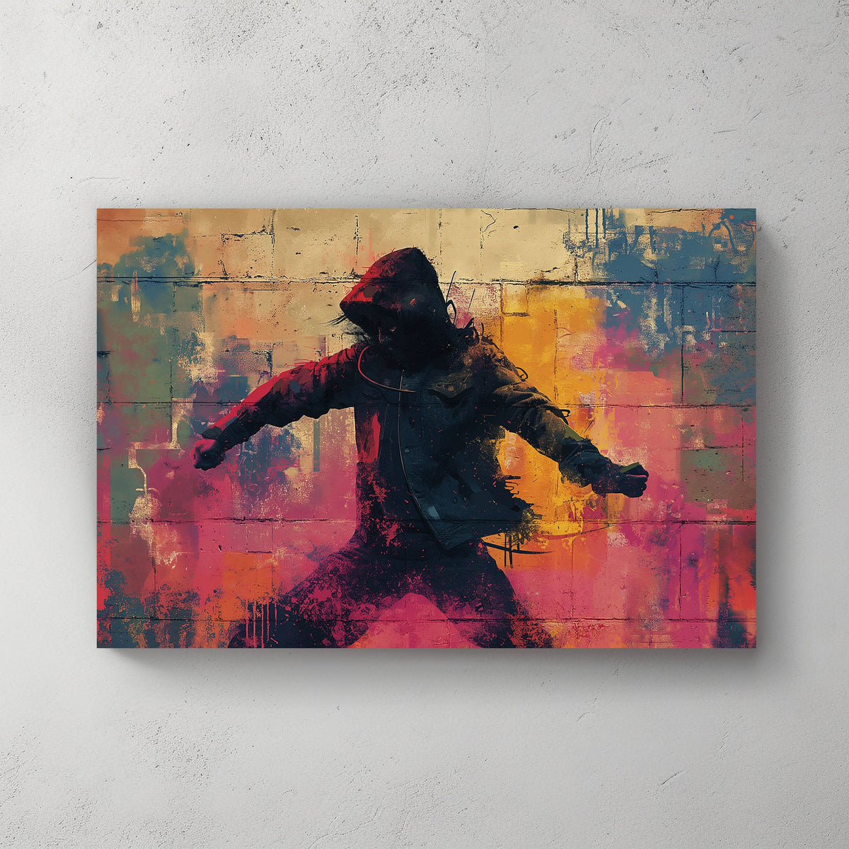 Man wearing hoodie dark modern wall art print