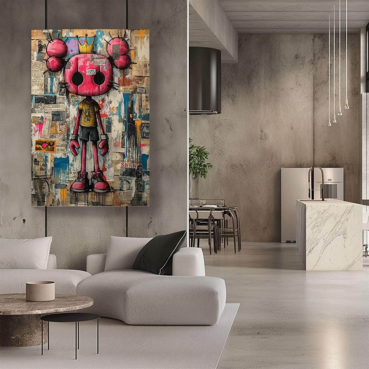Punk cartoon character graffiti wall art print