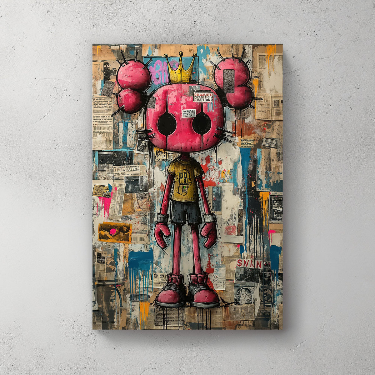 Punk cartoon character graffiti wall art print