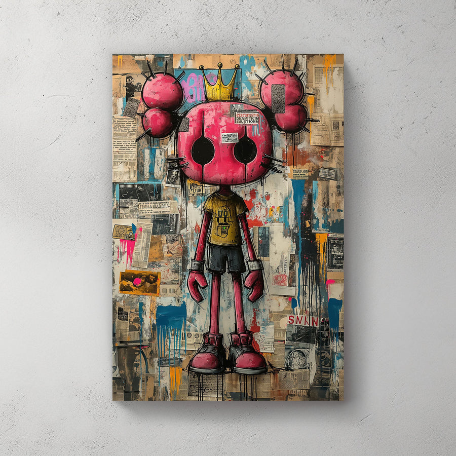 Punk cartoon character graffiti wall art print
