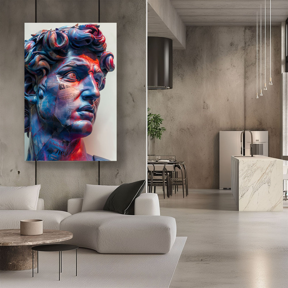 Statue of Michelangelo modern wall art print
